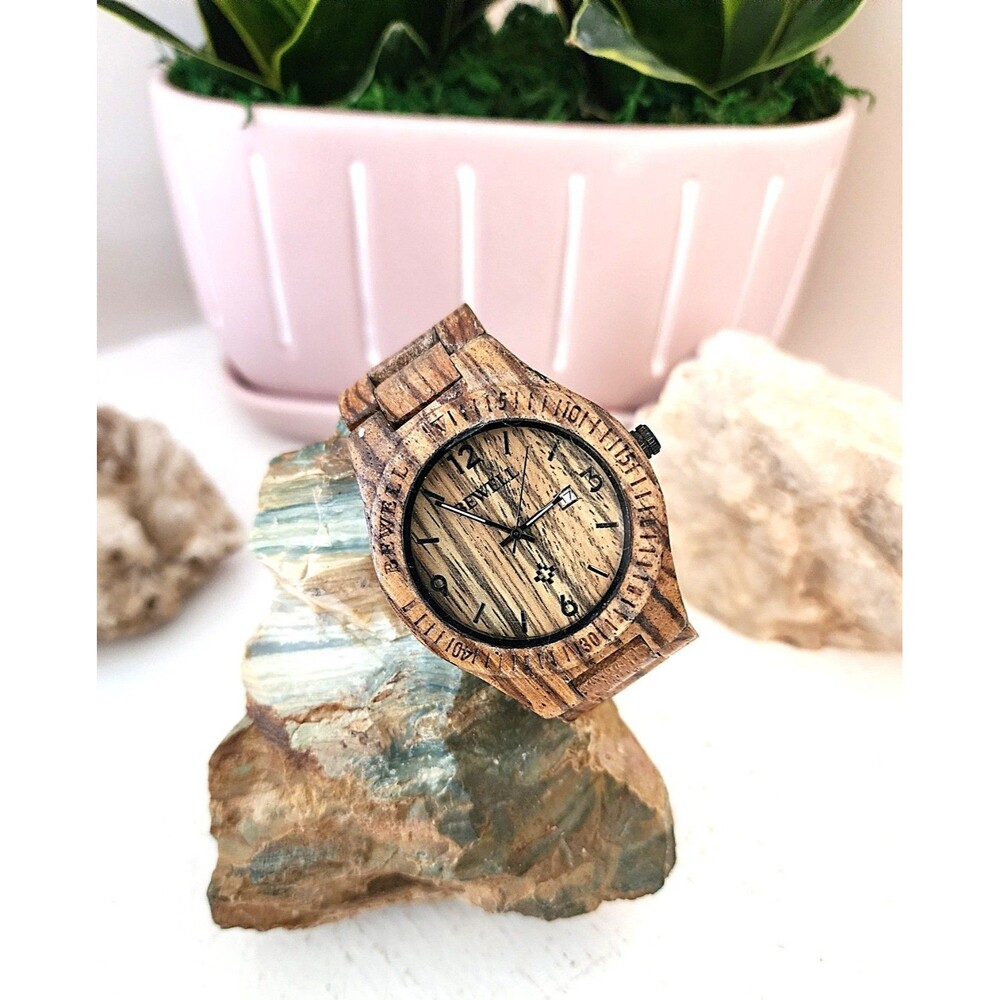 Vintage Wooden Men's Watch by Bewell - In Running Condition - Quartz